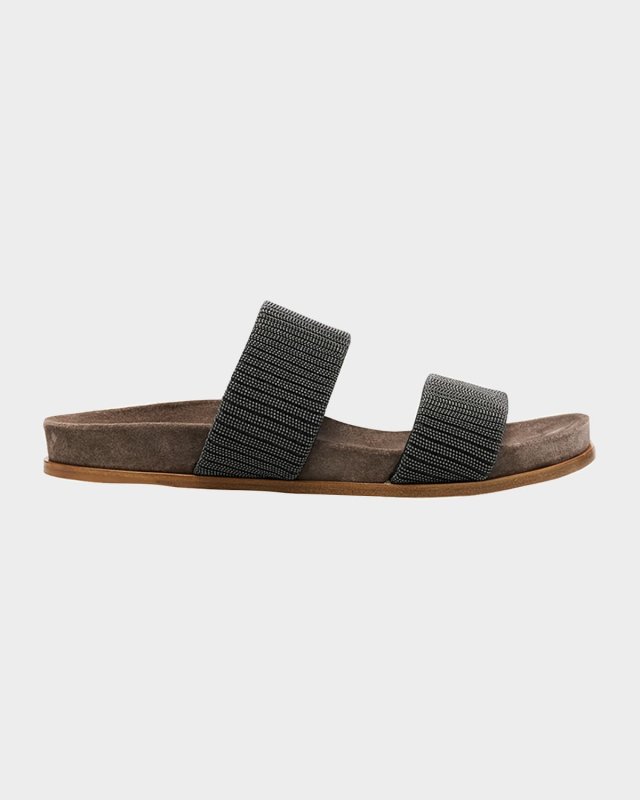 Double-Band Monili Slide Sandals